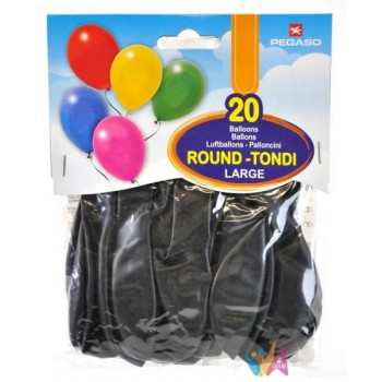 BUSTA 20 PALLONCINI LARGE NERO