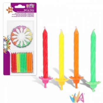 SET 24 CANDELE NEON COLORI...