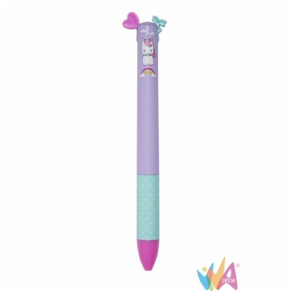 Legami TWO-COLOUR BALLPOINT PEN - CLICK e CLACK ROSA E VERDE ACQUA - UNICORN  (Cod. CLICK0020)